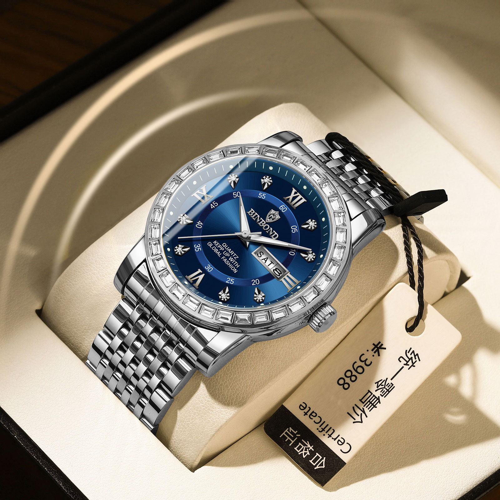 Cara blanca azul acero