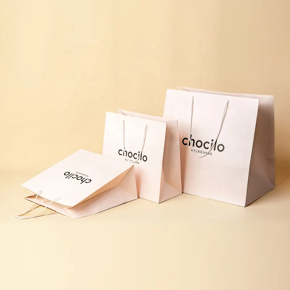 Pequeño reutilizable Premium moda novedad esmerilado ecológico cartón reciclar simple recuerdo pequeño personalizado MINI BOLSA DE REGALO rosa