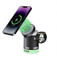 Chargeur sans fil magnétique 4 en 1 15W avec haut-parleur et lumière RGB, support pliable pour téléphone, montre S1 S10, écouteurs, maison, bureau