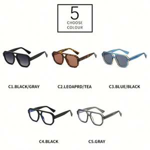 Lunettes de soleil polarisées pour hommes, monture carrée rétro 2025, double pont, protection UV400, grand format, personnalisables avec logo - Product Image 4
