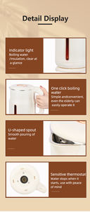 Bouilloire à double paroi à ébullition rapide anti-brûlure 304 #   Bouilloire en acier inoxydable avec indicateur de maintien au chaud, usage domestique, capacité de 1,8 L, 1500 W - Product Image 4