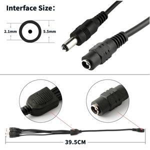 5521 12v直流电源电缆母至2公电缆2.1 * 5.5毫米1至2直流分路器闭路电视电源电缆 - Product Image 2