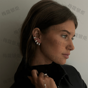 LOZRUNVE Bijoux personnalisés <span class=keywords><strong>de</strong></span> haute qualité, bélière en cristal <span class=keywords><strong>de</strong></span> forme poire, petite boucle d'oreille créole, argent sterling 925 - Product Image 2