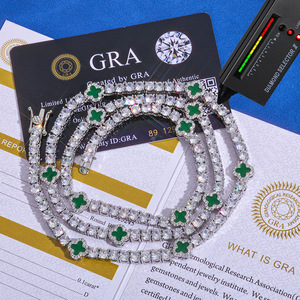 สร้อยคอเทนนิสฮิปฮอปพรีเมียมประดับเพชรโมอิสซาไนต์ เงินแท้ 925 งานสั่งทำพิเศษ ระดับ VVS ผ่านการทดสอบเพชร - Product Image 5