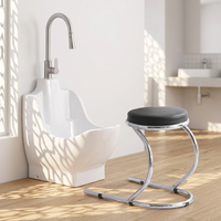 Vasque de salle de bain en céramique sur pied, gain de place, avec siège intégré et robinet long, vente en gros
