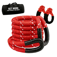 Cordon de traction cinétique synthétique haute résistance bleu réfléchissant, kit d'urgence pour remorquage de voitures, pour le sauvetage par treuil avec manilles souples