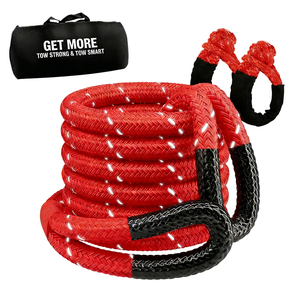 Cordon de <span class=keywords><strong>traction</strong></span> cinétique synthétique haute résistance bleu réfléchissant, kit d'urgence pour remorquage de voitures, pour le sauvetage par treuil avec manilles souples - Product Image 4