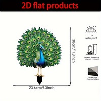 Décoration d'intérieur artistique et cadeau de la Saint-Valentin : Décoration acrylique 2D en forme de queue de paon pour pelouses extérieures et pots de fleurs