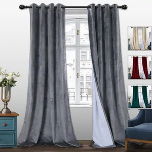 100% Bindi completamente oscurante velluto grigio nero tende da finestra soggiorno camera da letto cigno velluto olandese tenda personalizzata
