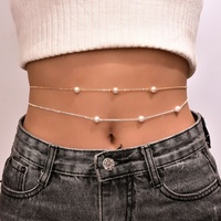 Chaîne de taille pour femme en alliage de laiton avec perles artificielles, bijou de corps élégant et abordable