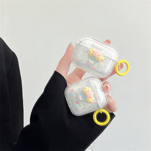 Pour Airpods 1 2 3 Pro <span class=keywords><strong>coque</strong></span> de Protection en TPU <span class=keywords><strong>transparente</strong></span> 3D fleur colorée étui de protection pour écouteurs sans fil - Product Image 3