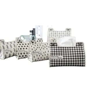 Bắc Âu Morden Houndstooth thiết kế mô hộp phòng khách nhà sáng tạo mô lưu trữ PVC Da Mô hộp