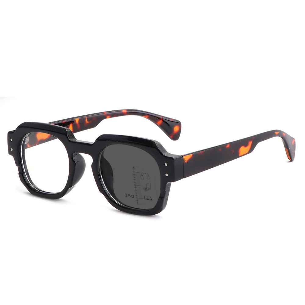 Lunettes multifocales progressives - Monture noire Pieds écaille de tortue