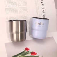 Vente en gros de tasses à café expresso en acier inoxydable à double paroi, empilables, 260 ml, mini 8 oz, faciles à utiliser avec un couvercle, pour le camping