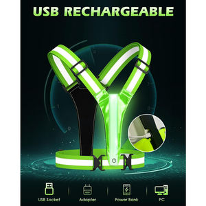 في الهواء الطلق مرحبا فيس ليلة تشغيل الدراجات الصمام سترة حزام قابل للتعديل وامض السلامة عاكس تشغيل سترة خفيفة - Product Image 5