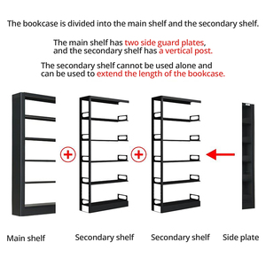 Estantería moderna de estilo industrial para el hogar, oficina y <span class=keywords><strong>biblioteca</strong></span> escolar para organizar extensas colecciones de libros, muebles - Product Image 6