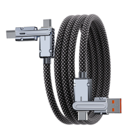 Cable USB Tipo C 4 en 1 con Trenzado de Nailon y Cobre Puro, Cable de Datos de Carga Rápida PD de 100 W para iPhone, para Samsung, para Cargador Rápido