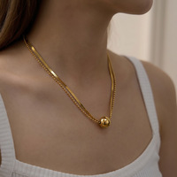 Collier polyvalent en acier inoxydable plaqué or 18 carats avec petites boules dorées, bijoux de qualité supérieure pour femmes TGXL15429