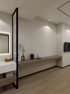 Juego de Muebles de Dormitorio Modernos para Hotel, Estructura de Cama de Madera Gris Claro Ecológica con Chapa Resistente a los Arañazos para Proyectos de Hoteles de 3 Estrellas - Product Image 6