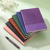 Ensemble de carnets de notes professionnels A5 en similicuir violet personnalisé, reliure sans fil, pour événements annuels d'entreprise, cadeau d'entreprise