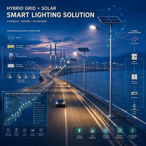 Plateforme d'éclairage public solaire LED intelligent IoT pour réseau <span class=keywords><strong>hybride</strong></span> avec SOC, enregistrements de coupures, alertes de panne et gestion des actifs GPS via passerelle - Product Image 1
