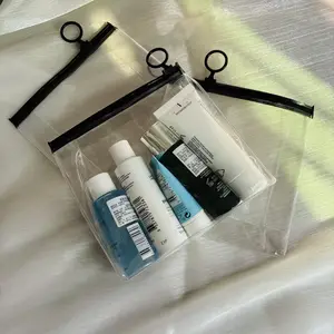 Kualitas tinggi kustom hitam Pvc kemasan Zip Lock Bag plastik pakaian kemasan ritsleting tas Makeup dengan Logo