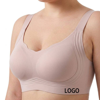 Sujetador Deportivo Sin Costuras SHANGBINI, Talla Grande, Copas Moldeadas Sin Varillas, Borde Ondulado, Banda Triple, Bralette Cómodo