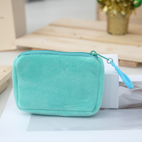 Porte-monnaie carré en velours uni avec fermeture éclair antivol, mini pochette de rangement, porte-clés intégré, fermoir mousqueton de luxe