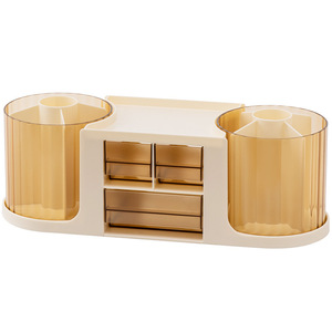 Makeup Organizer Cosmetic <b>Storage</b> <b>Box</b> With Drawers Creamy Yellow Desktop Makeup <b>Storage</b> Drawer Organizer - Product Image 1