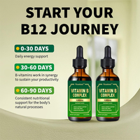 Suplemento Líquido Vegano con Sabor a Frambuesa, Certificado GMP, Marca Privada, Complejo Vitamínico B 5 en 1 Avanzado, en Gotas, para Energía y Concentración