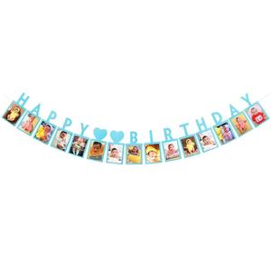 Striscione Oro Rosa Blu per Baby Shower e Primo <span class=keywords><strong>Compleanno</strong></span>, Decorazioni per Festa di 1 <span class=keywords><strong>Anno</strong></span>, Cornice Fotografica 12 Mesi - Product Image 2