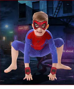 Máscara de homem-aranha com venda para adultos e crianças, vestido chique para carnaval de Halloween, máscara de festa cosplay, pulseira de homem-aranha