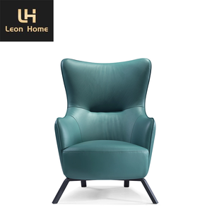 Sillón de cuero azul con respaldo alto y diseño de lujo moderno a precio de fábrica con la mejor venta - Product Image 2
