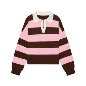 Suéter Largo de Manga Larga para Mujer, Estilo Vintage, Tejido, a Rayas, con Bloques de Color, Transpirable, de Poliéster, para Otoño, de IStapromo Gifts - Product Image 4