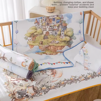 Katun bayi baru lahir, dapat dicuci antidebu tungau pola kartun gaya Eropa multifungsi 80x100cm 200TC
