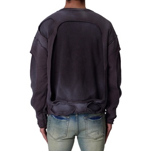 Fabricant de pulls pour hommes avec LOGO personnalisé Pull d'hiver en tricot vieilli à motif jacquard Pull vieilli déterré pour hommes - Product Image 3