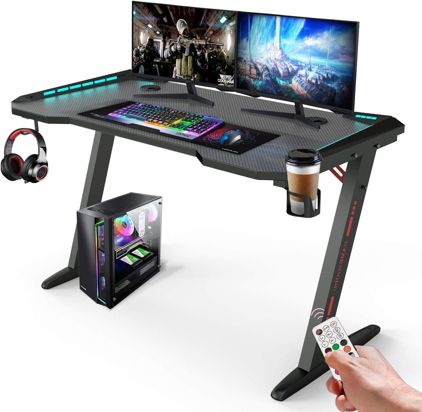 Beisijie High Quality Accessories Pc Gaming Tables  Adjustable Height Computer Desk RGB  Gaming Desk
