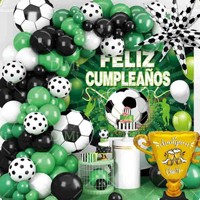 1 Tema Sepak Bola Feliz Cumpleanos Latar Belakang Kain Poster Jersey Sepak Bola Balon Garland Arch Kit untuk Dekorasi Pesta