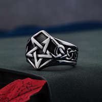 Bague signet personnalisée pour homme et femme, style gothique rétro, en acier inoxydable 316, pentagramme étoile Lucifer, signe de Satan