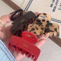 Élégant noir rouge chic coréen mignon acétate cheveux griffe léopard personnaliser logo carré gelée mâchoire pinces à griffes de haute qualité