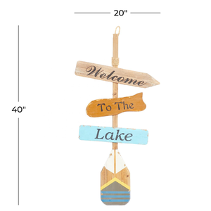 Wood <strong>Canoe</strong> Oar Paddle Sign Wall <strong>Decor</strong> with Arrow and Stripe Patterns - Product Image 3