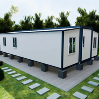 Maison préfabriquée prête à l'emploi en conteneur de 20 pieds ou 40 pieds, extensible, en panneaux sandwich d'acier, deux chambres, pour usage hôtelier