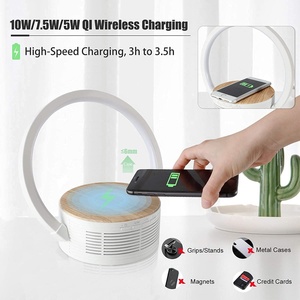 Modern Design Fast Wireless Charger Smart Cordless Table Lamp <b>with</b> Blue Tooth <b>Speaker</b> Shade Touch Control DC Power Supply Blue - Product Image 4