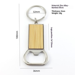 Creative Rotating Bamboo Slice Cross Bottle Opener Keychains Blank Wood Openers Key Chains Tag <strong>for</strong> Engravable DIY Crafts - Product Image 2