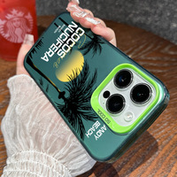 Coque de téléphone portable INS Coconut Tree Colorful Silver pour iPhone 16 Plus 15 Pro Max 14 13, coque arrière transparente IMD