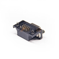 Connecteur femelle HD15 haute densité pour montage sur circuit imprimé, contacts usinés à angle droit, pas de 2,29 mm, verrouillage frontal par vis pour cartes vidéo