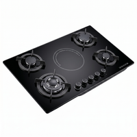Table de cuisson encastrable quatre feux multi-électrodes gaz/électrique avec plaque en verre, système d'allumage électronique domestique, classe d'efficacité énergétique