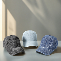Gorra de béisbol de mezclilla lavada con hebilla dorada de cobre de 6 paneles, textura abstracta, estilo Dad Hat, unisex, retro, tipo Trucker, para hombre y mujer
