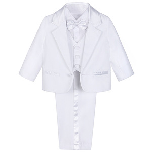 Vêtements pour enfants, ensemble uni pour tout-petits, chemise à manches longues avec nœud papillon pour enfants, tenue de cérémonie pour garçons, tenue de baptême, tenue de premier anniversaire avec chapeau - Product Image 5