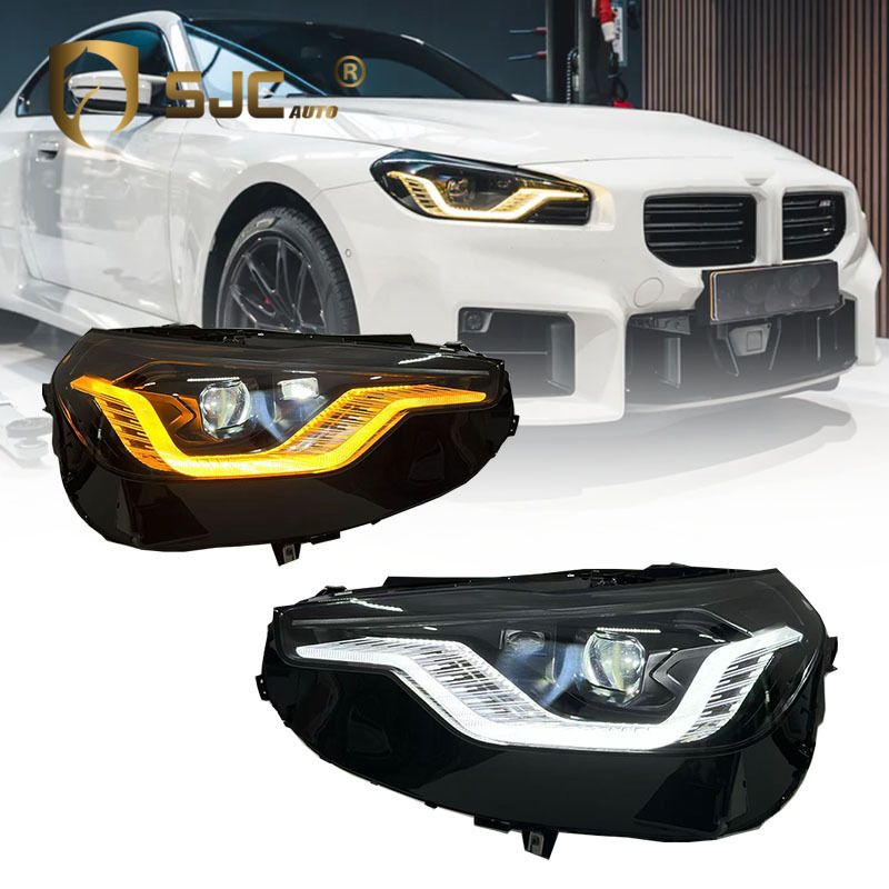 Sjc V2 Smoked Laser-Style LED Headlight Assembly For BMW Yellow White DRL